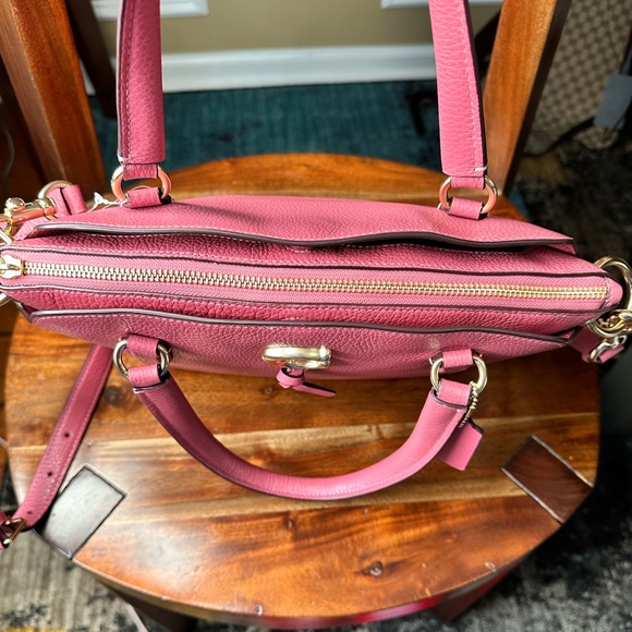 Coach Pebbled Leather Satchel Bag Purse in Rouge Mauve Pink with Gold Hardware - Picture 8 of 16
